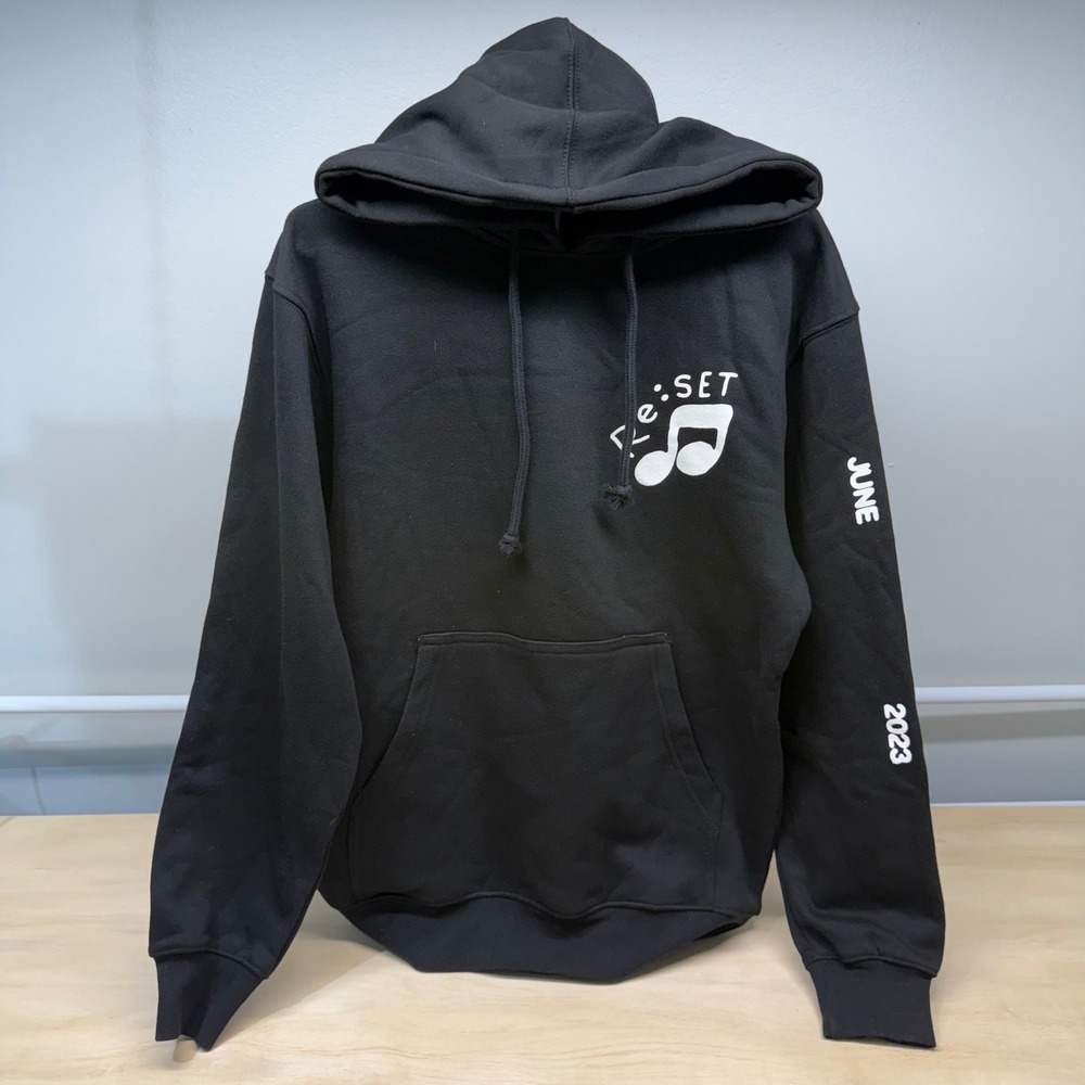ReSET Graphic Music Note Hoodie Black Men's Size Small Concert Experience NWOT - Picture 2 of 7
